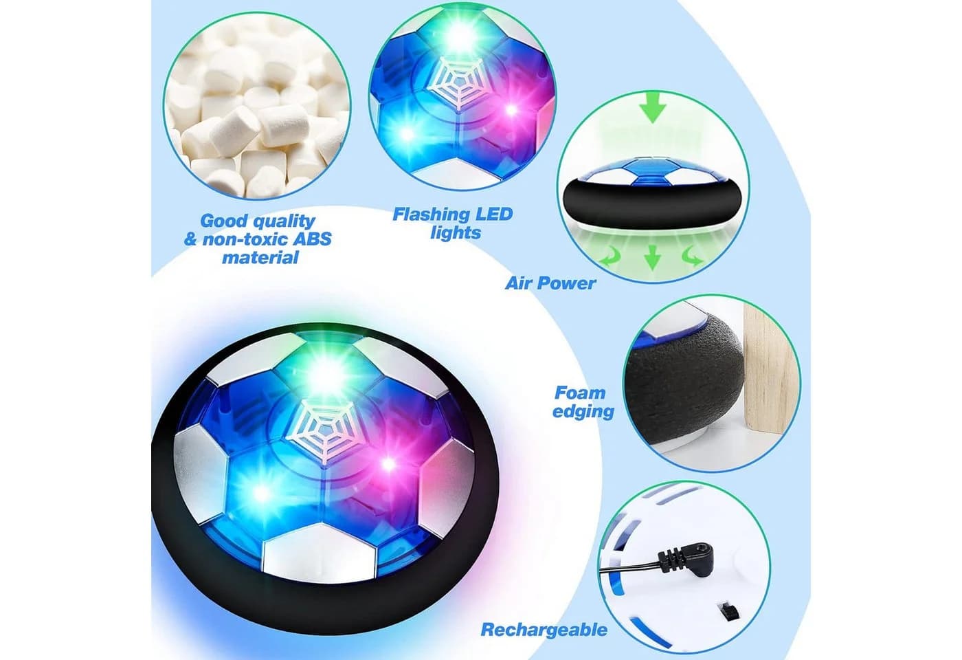 Ophy Air Power Hoverball Fußball-Set mit LED-Leuchten & USB-Aufladung - Bild 3
