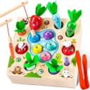 Ophy Montessori Lernspielzeug aus Holz – Karotten-Steckspiel & Angelspiel Bild 2