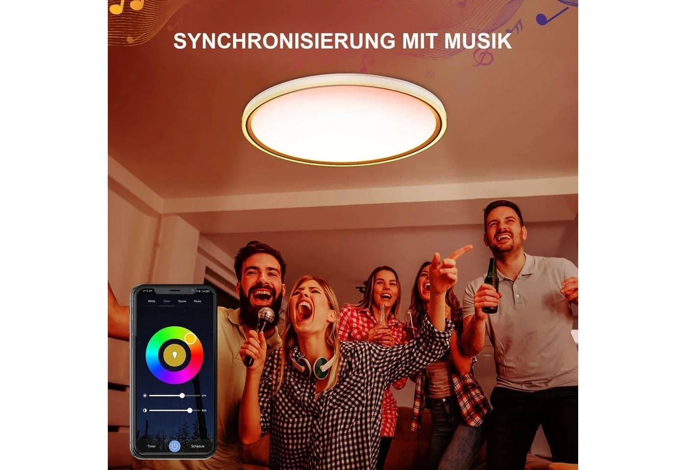 Ophy Smart RGB Deckenleuchte mit Fernbedienung und Timer - Bild 3