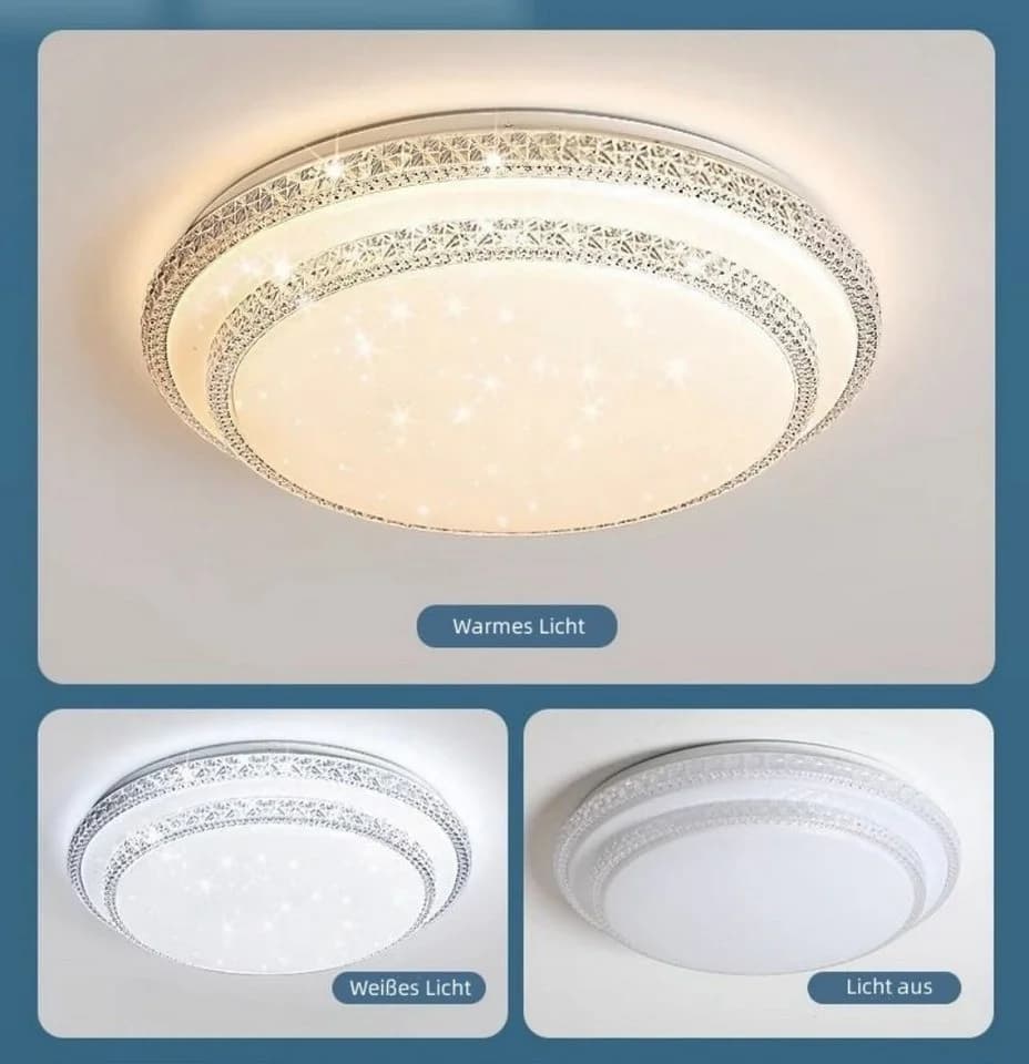 Ophy LED-Deckenleuchte mit Kristallrand dimmbar 40cm
