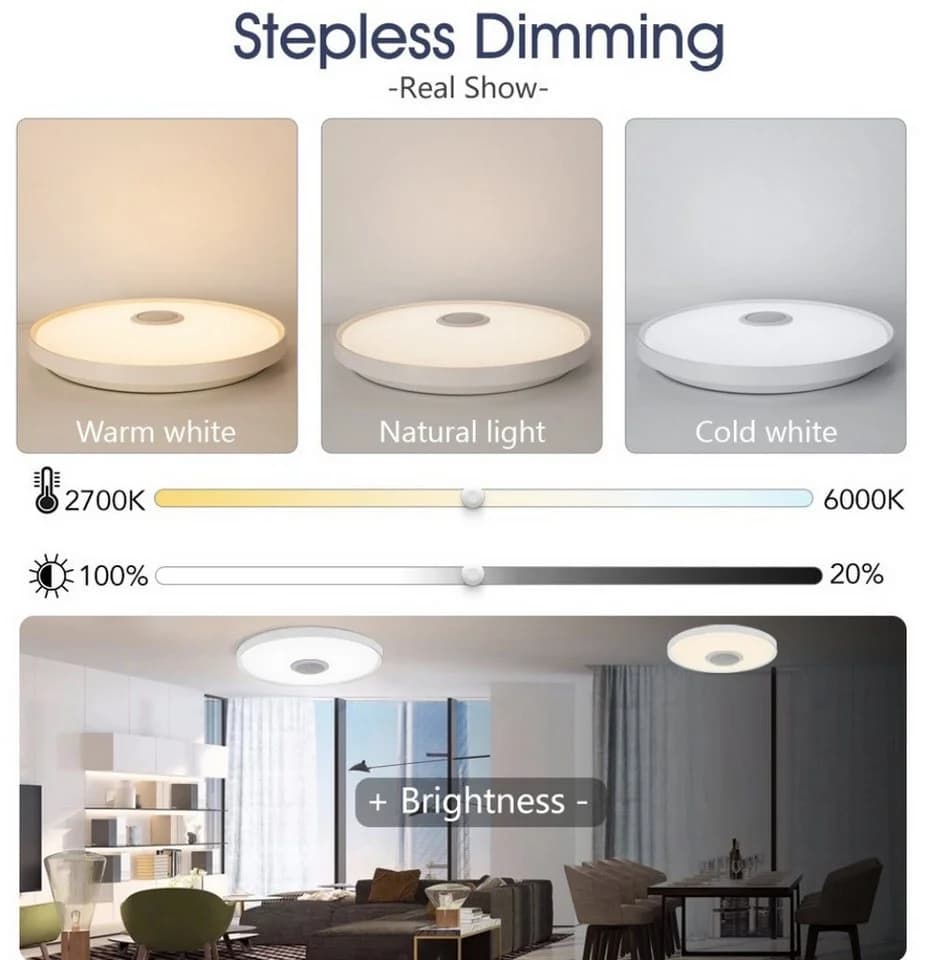 Ophy LED Deckenleuchte mit RGB, Bluetooth-Lautsprecher & Fernbedienung - Bild 3