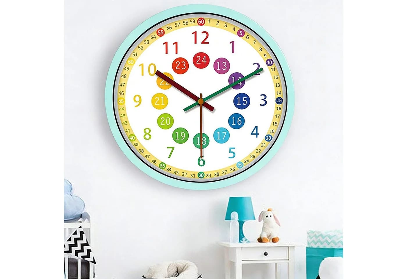 Ophy Lernuhr Wanduhr 30,5 cm bunt pädagogisch kinderfreundlich