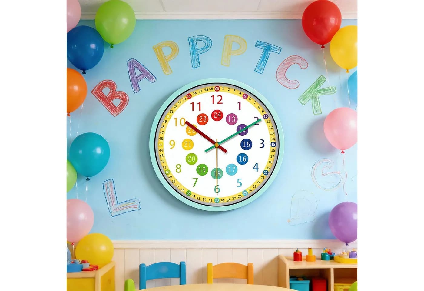 Ophy Lernuhr Wanduhr 30,5 cm bunt pädagogisch kinderfreundlich - Bild 3