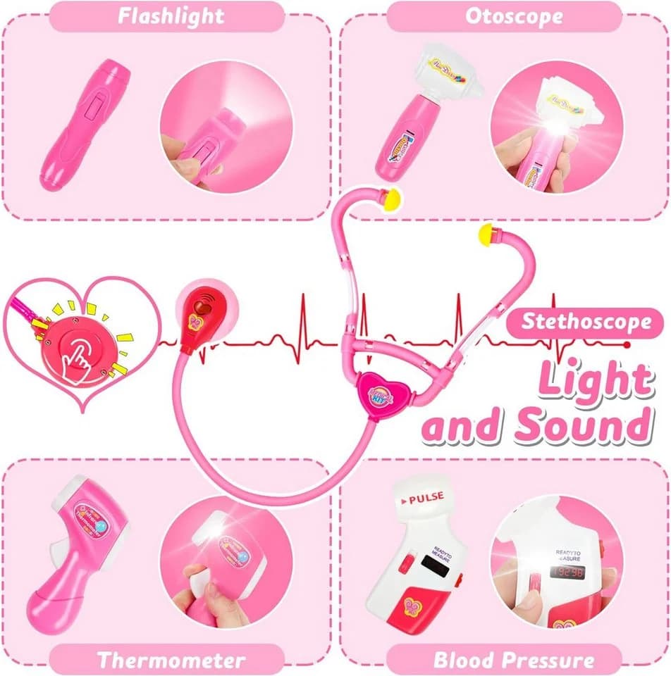 Ophy Spielzeug-Arztkoffer Rosa 34-teilig mit Licht- und Soundeffekten - Bild 4