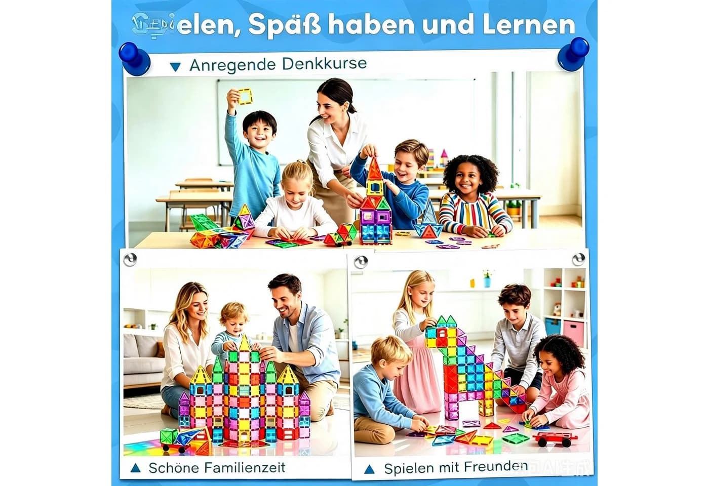 POPOLIC Magnetische Bausteine 67-tlg. ABS Montessori Spielzeug ab 3 Jahre - Bild 4