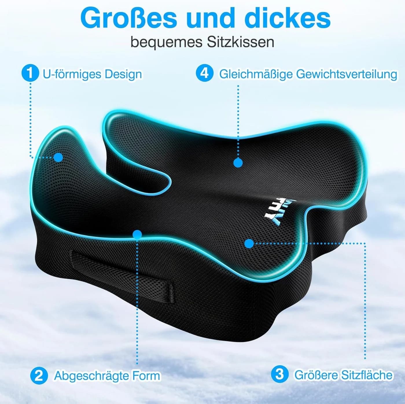 Ophy U-förmiges Memory-Schaum Sitzkissen Schwarz - Bild 3