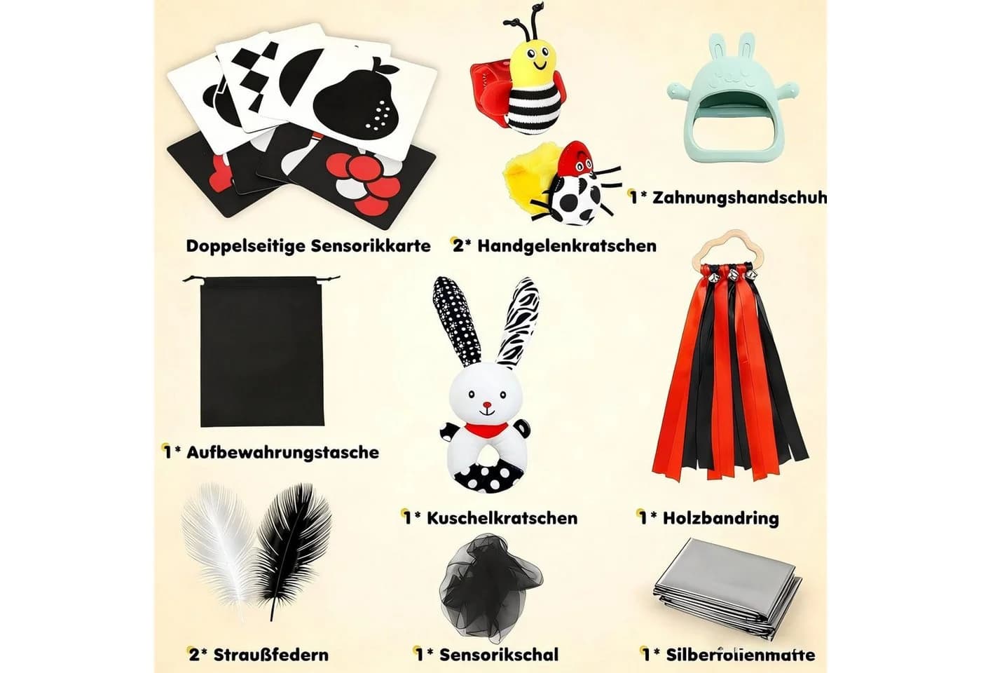 Ophy Lernspielzeug Kontrastkarten-Box 29-teilig Schwarz-Rot Montessori