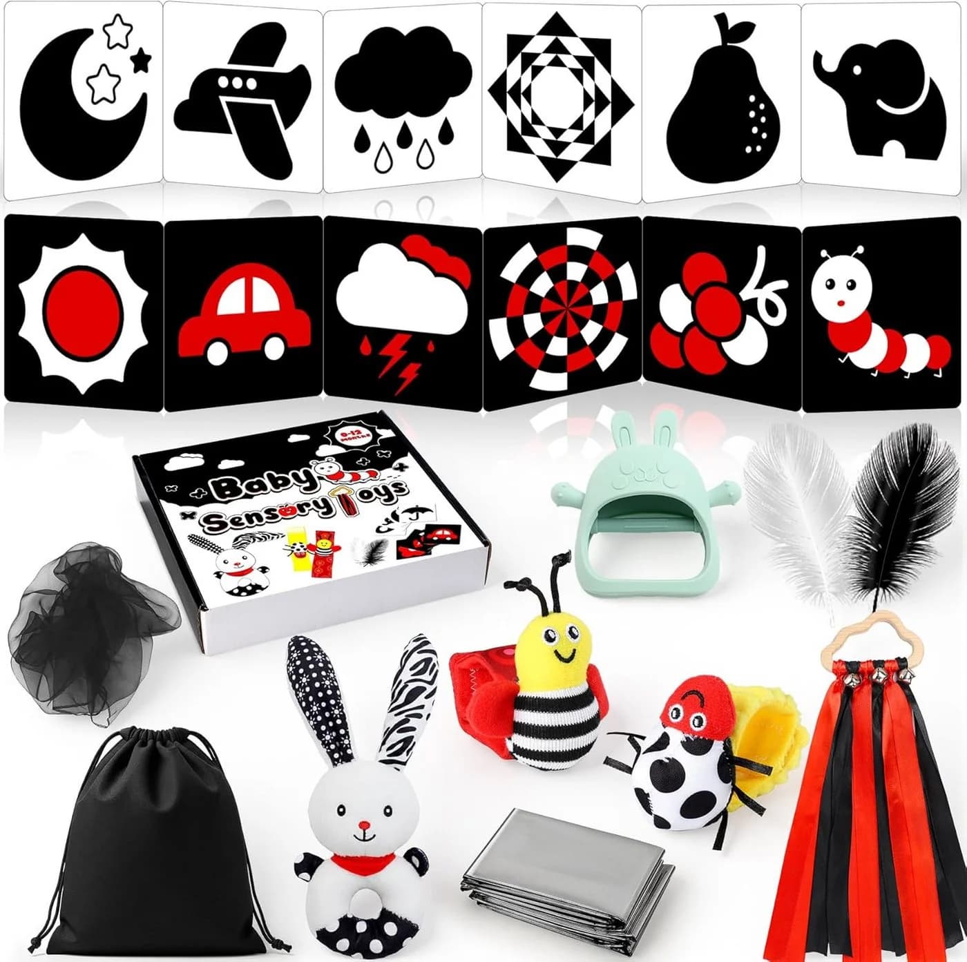 Ophy Lernspielzeug Kontrastkarten-Box 29-teilig Schwarz-Rot Montessori - Bild 2