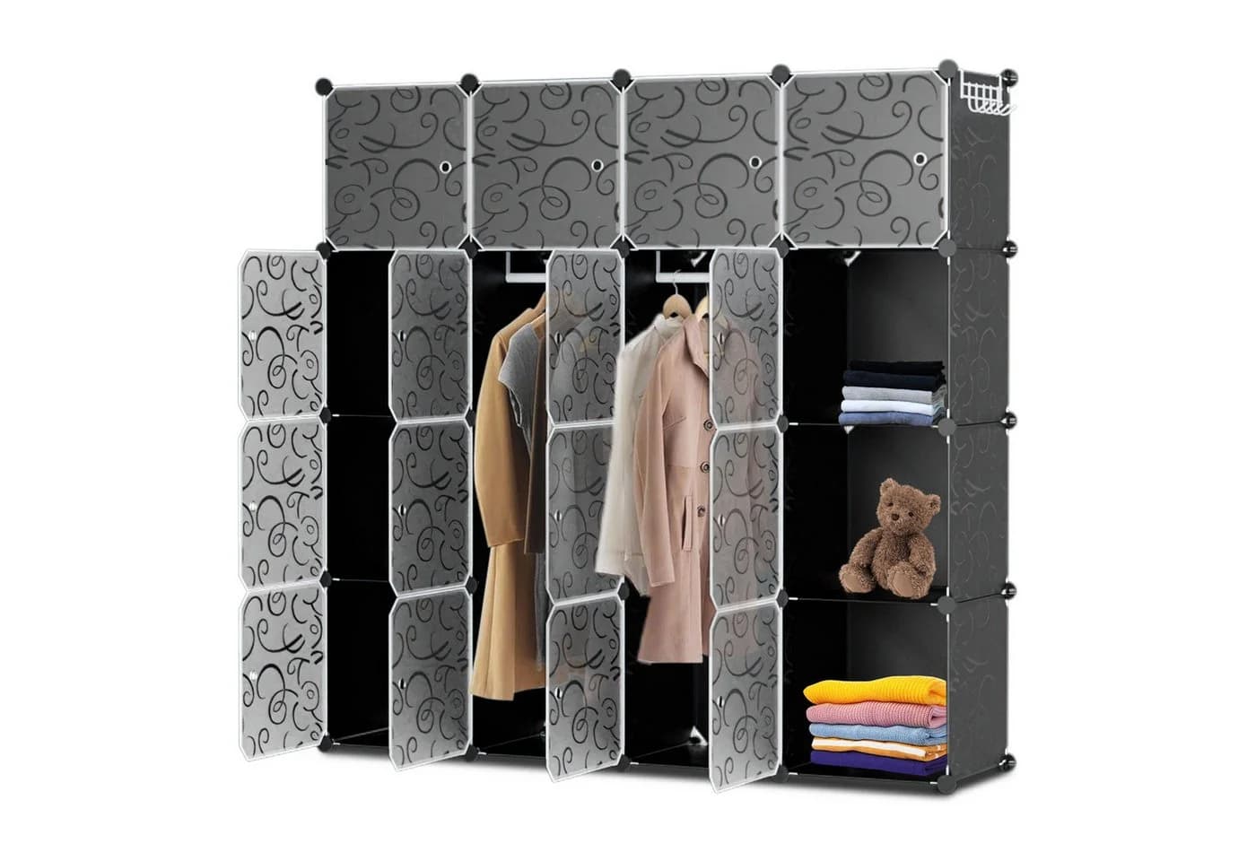 Clanmacy Kleiderschrank DIY 16 Würfel Stecksystem Weiss - Bild 2