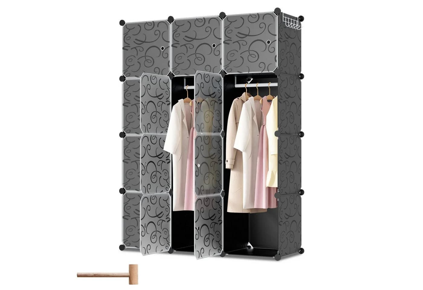 Clanmacy Kleiderschrank DIY 12/16 Würfel Steckregal Set Weiß - Bild 2