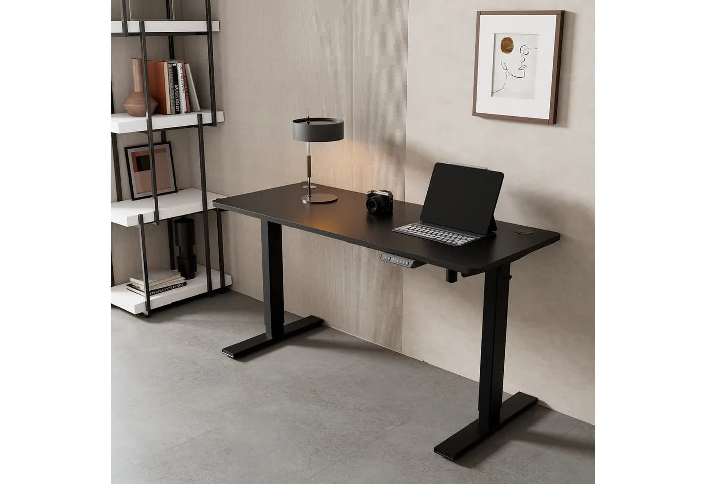 HOMAVO Höhenverstellbarer Schreibtisch mit Memory-Funktion & USB-Anschluss