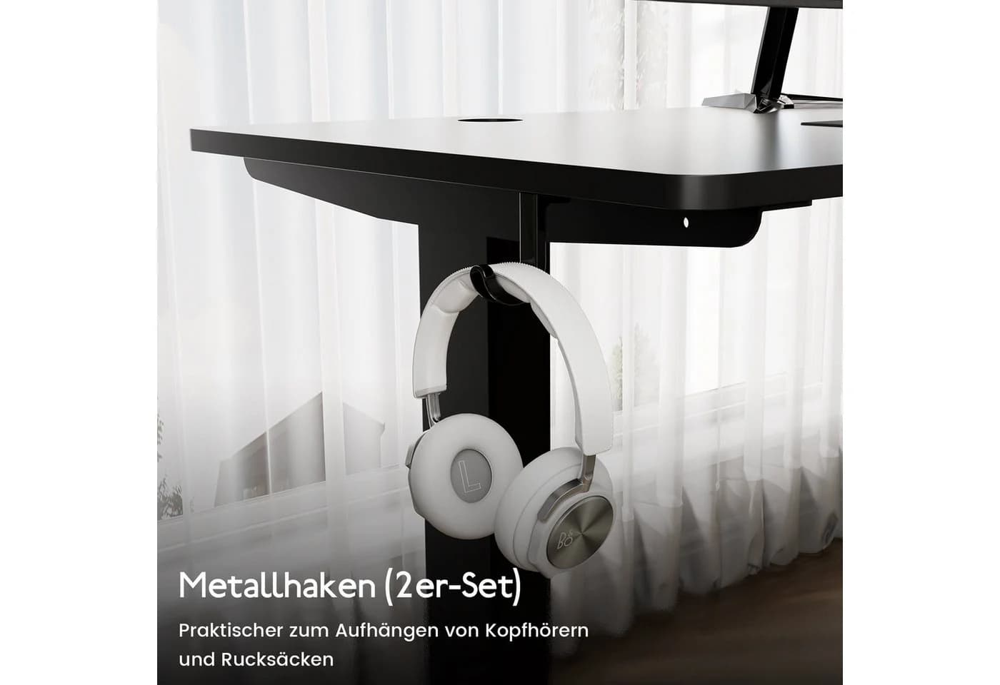 HOMAVO Elektrischer Schreibtisch Höhenverstellbar Schwarz - Bild 4