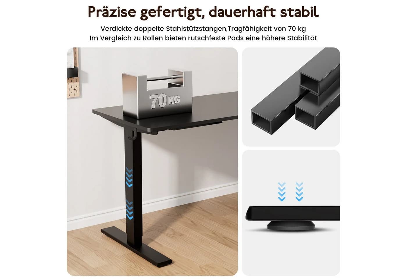 HOMAVO Elektrischer Schreibtisch Höhenverstellbar Schwarz - Bild 5