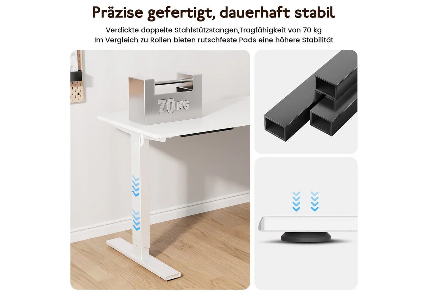 HOMAVO Elektrischer Schreibtisch Weiß Höhenverstellbar mit Memory-Funktion - Bild 5