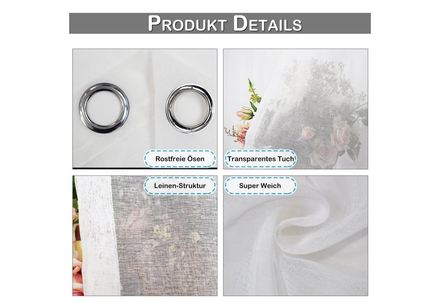 Sunicol Outdoorvorhang Transparent mit Ösen - Bild 5