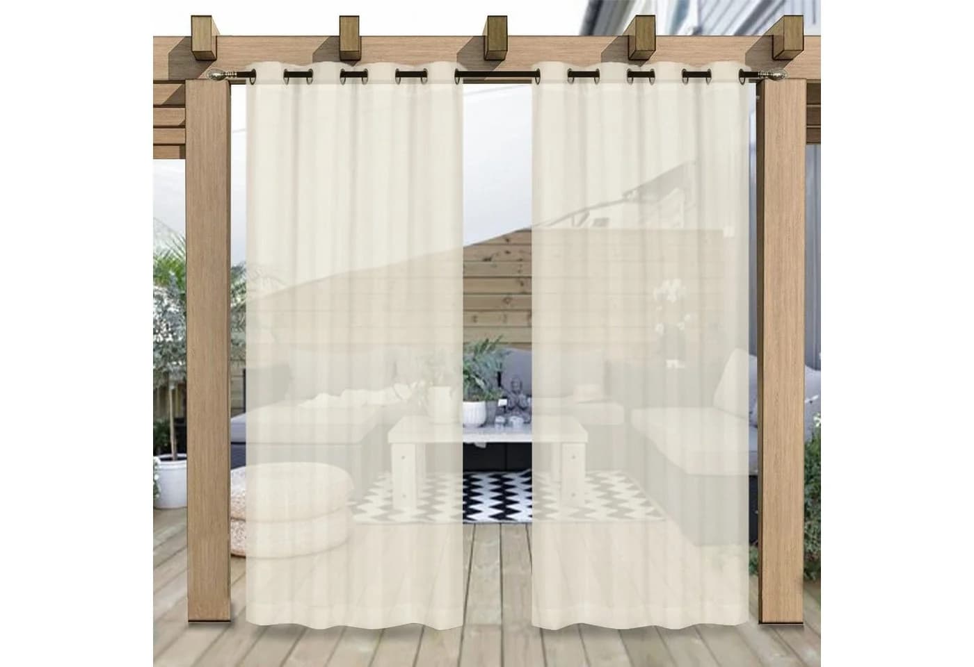 Sunicol Outdoorvorhang Transparent mit Ösen Sonnenschutz - Bild 2