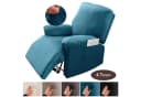 BTTO Relaxsesselhusse Samt Stretch 4-teilig für Fernsehsessel Liegesessel Blau Bild 2
