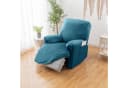 BTTO Relaxsesselhusse Samt Stretch 4-teilig für Fernsehsessel Liegesessel Blau Bild 3