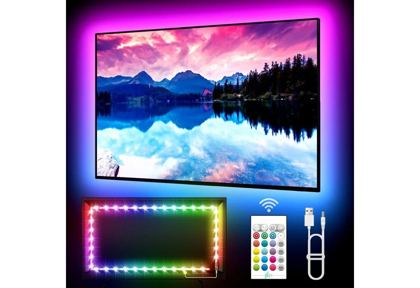 MUPOO LED Lichtleiste RGB USB TV-Hintergrundbeleuchtung mit Fernbedienung - Bild 2
