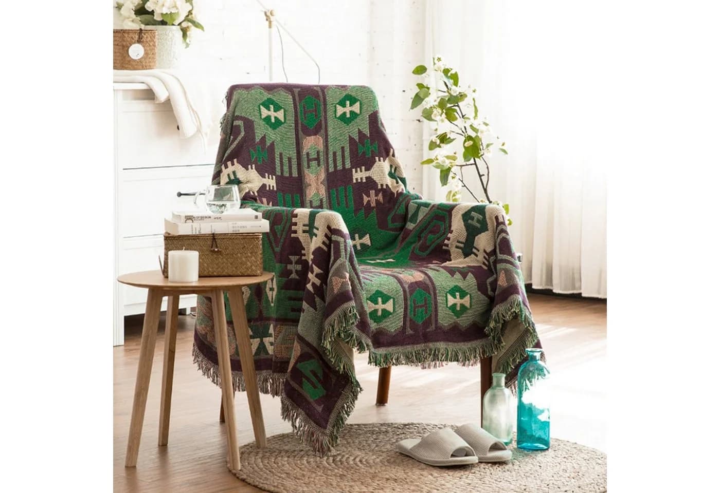 BTTO Boho-Decke mit Fransen Baumwollmischung - Bild 2