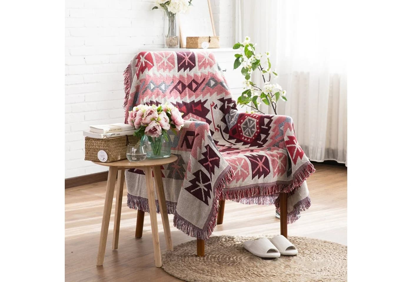 Boho-Decke Fleecedecke mit Fransen BTTO - Bild 3