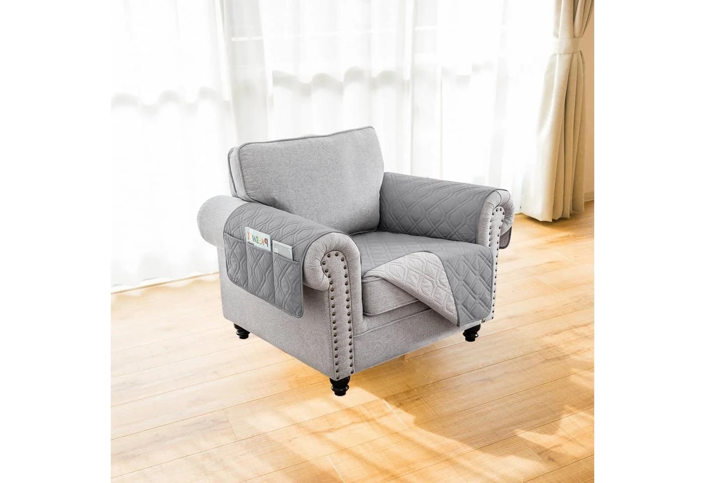 BTTO Sofaschoner Couch Schonbezug Gesteppt Grau Wasserdicht - Bild 2