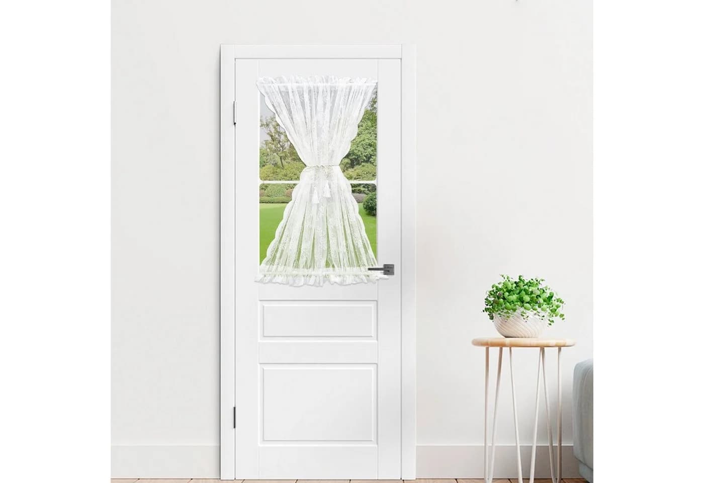 Sunicol Türvorhang Transparent Weiß mit Spannstange - Bild 3