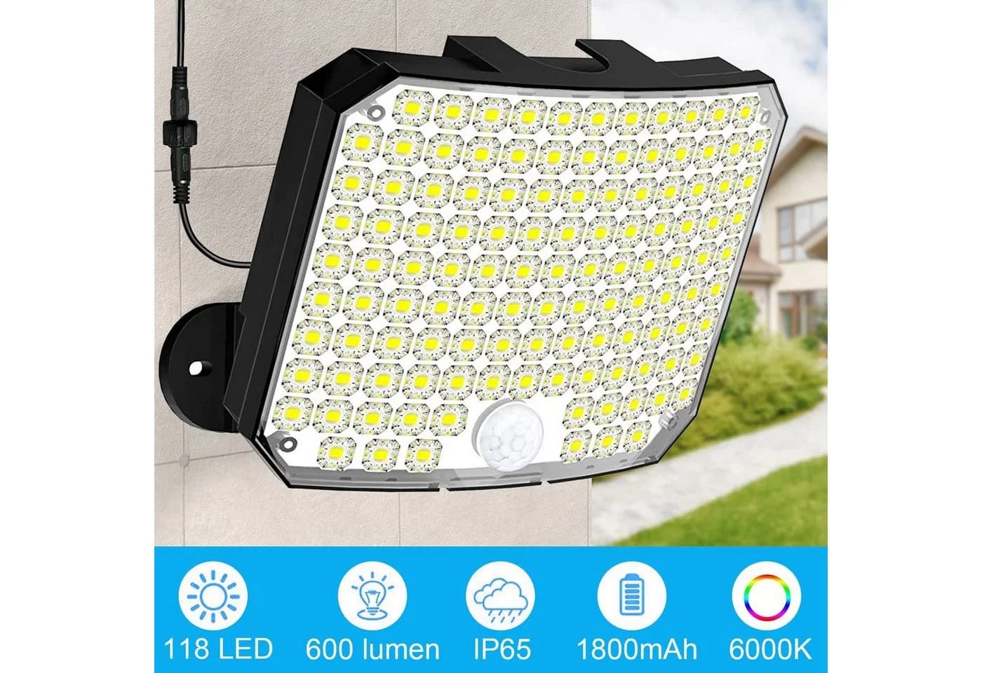 Sunicol LED Solarleuchte Außen 118 LEDs Bewegungsmelder IP65 - Bild 3