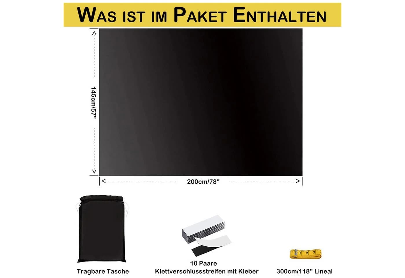 Sunicol Scheibengardine DIY Fenster Verdunkelung 100% Blackout Schwarz