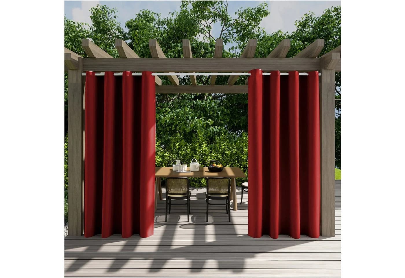 Jibenhome Outdoorgardine Wetterfest Rot mit Ösen - Bild 2