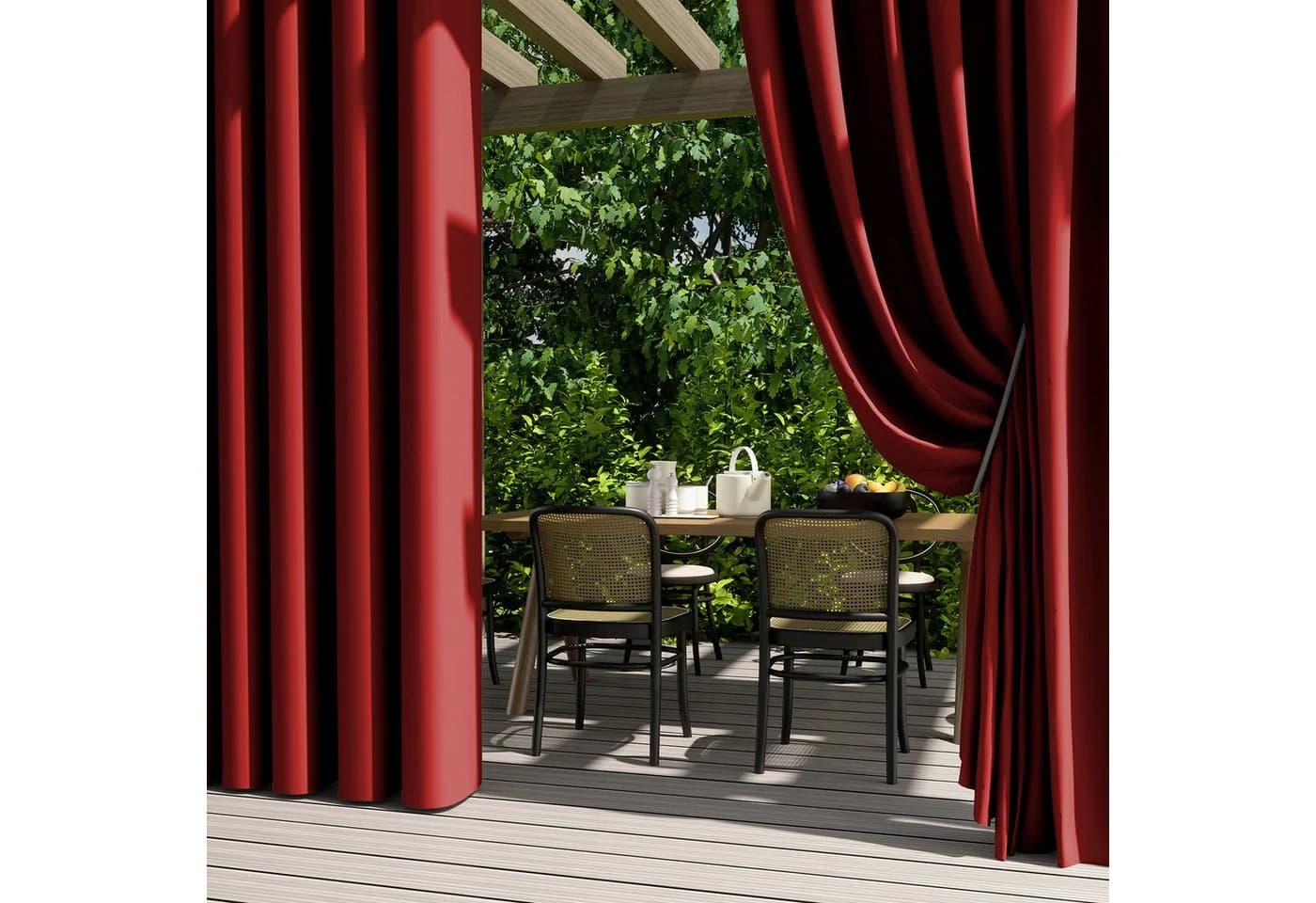 Jibenhome Outdoorgardine Wetterfest Rot mit Ösen - Bild 3