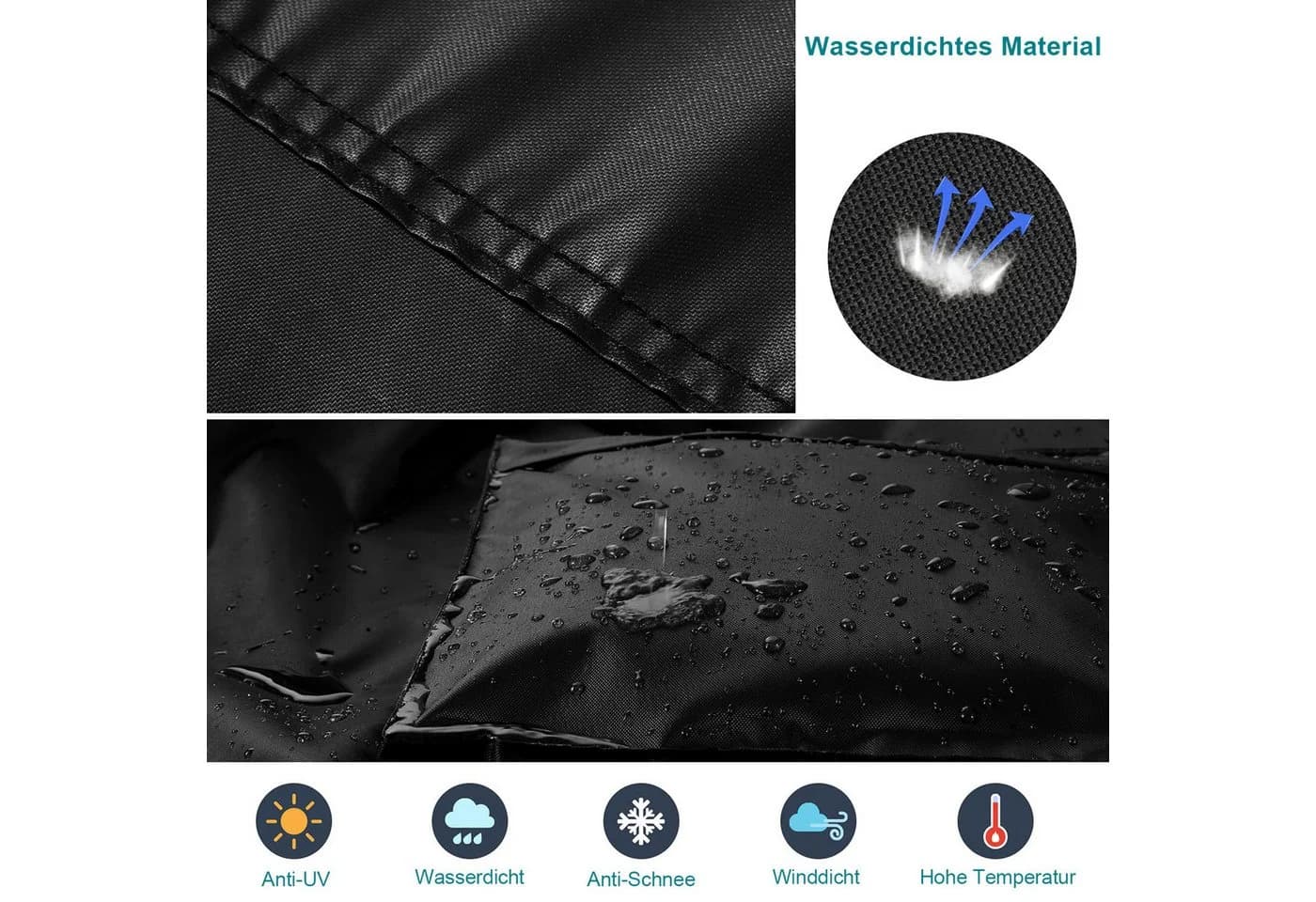 Jibenhome Gartenmöbel-Schutzhülle Schwarz Wasserdicht UV-beständig - Bild 3