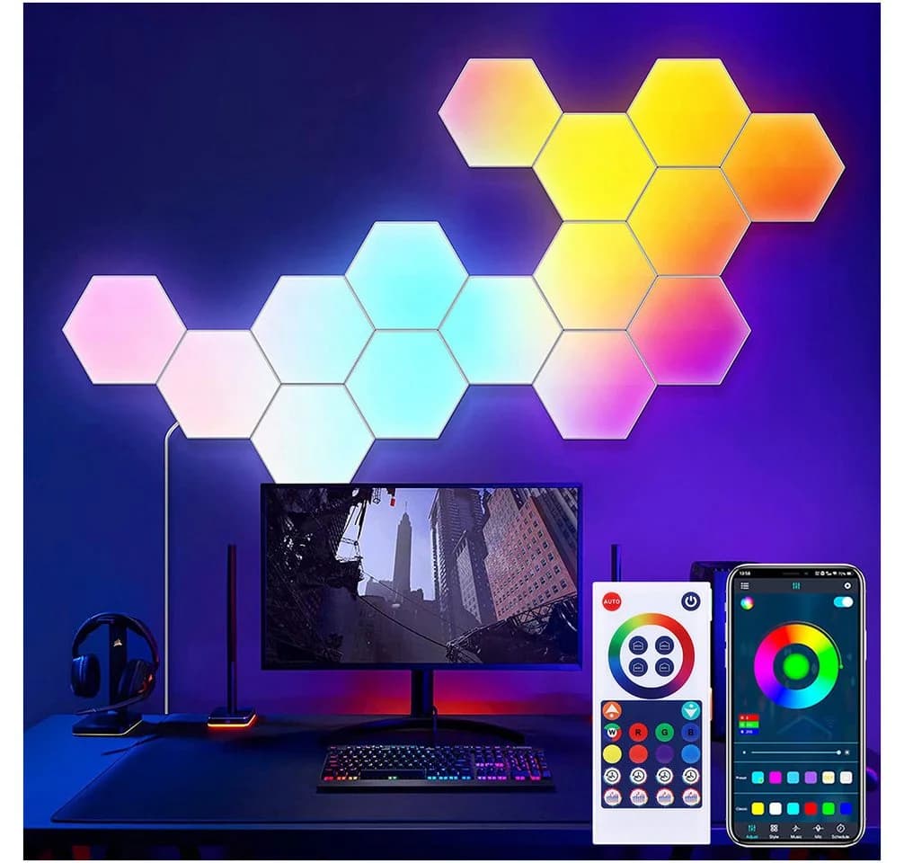 Jibenhome LED Hexagon Panel RGB Musik Sync Smart Wandleuchte Weiß - Bild 2
