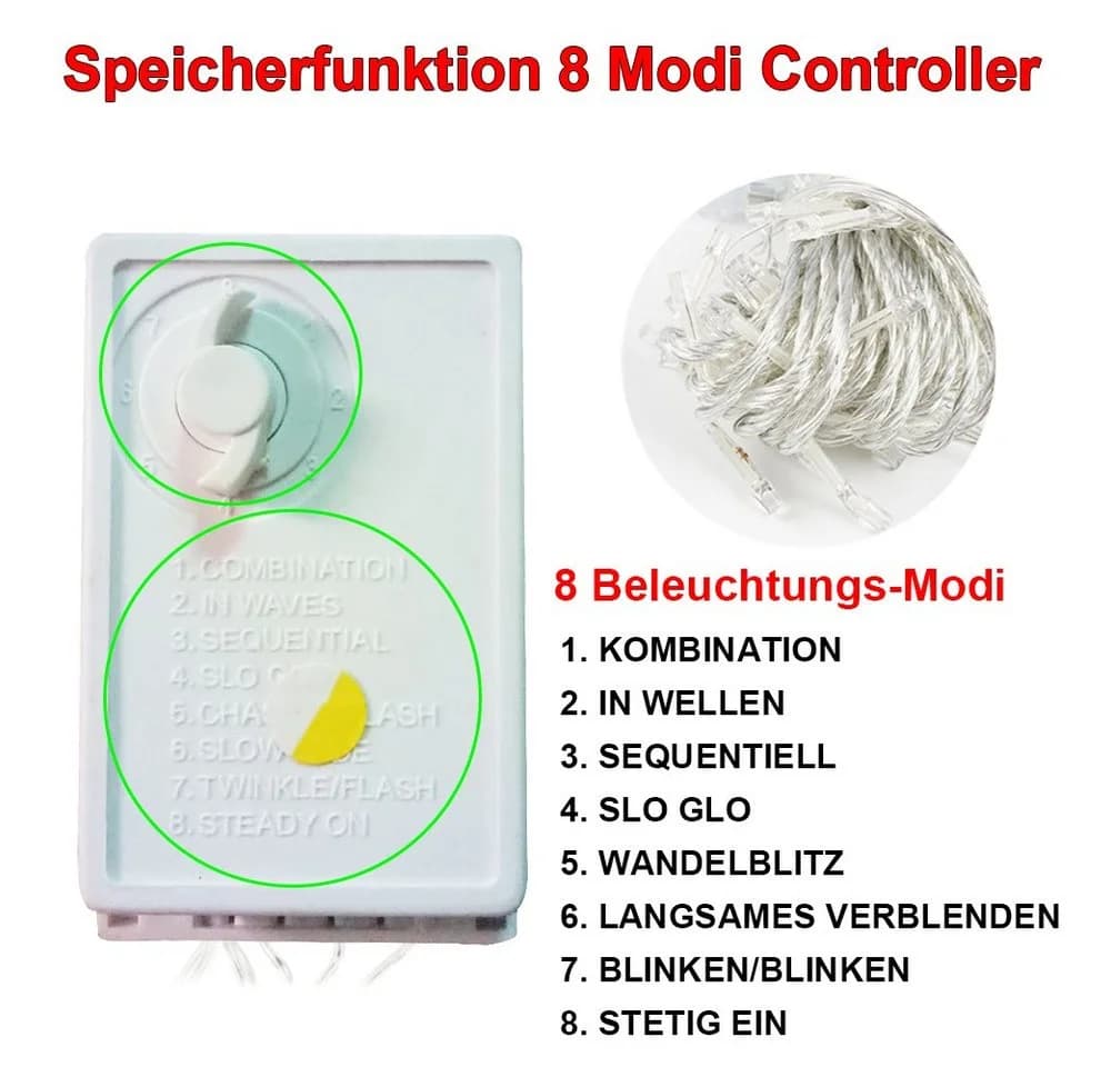 Sunicol LED Lichterkette 10-100M 8 Modi Transparent