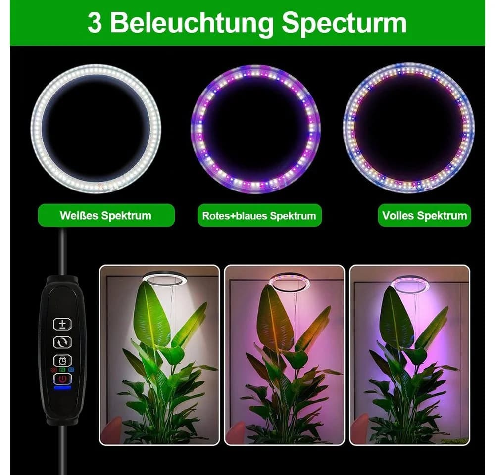 Jibenhome Pflanzenlampe 160LEDs Vollspektrum Schwarz Höhenverstellbar - Bild 3