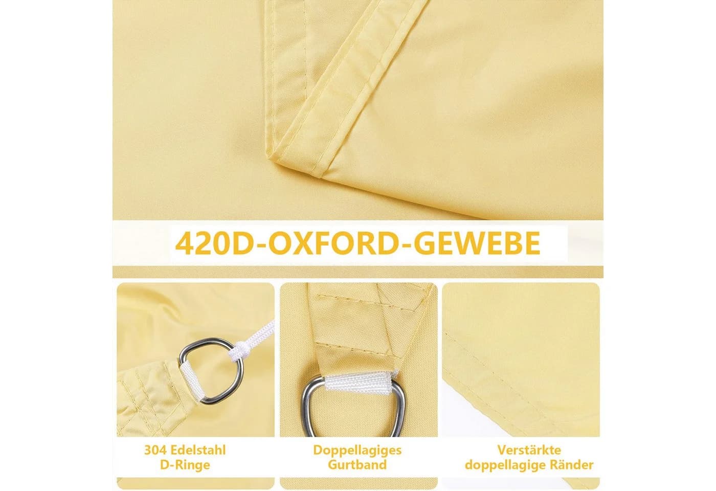 Sunicol Sonnensegel Wasserdicht mit UV-Schutz Rechteckig Quadratisch - Bild 4