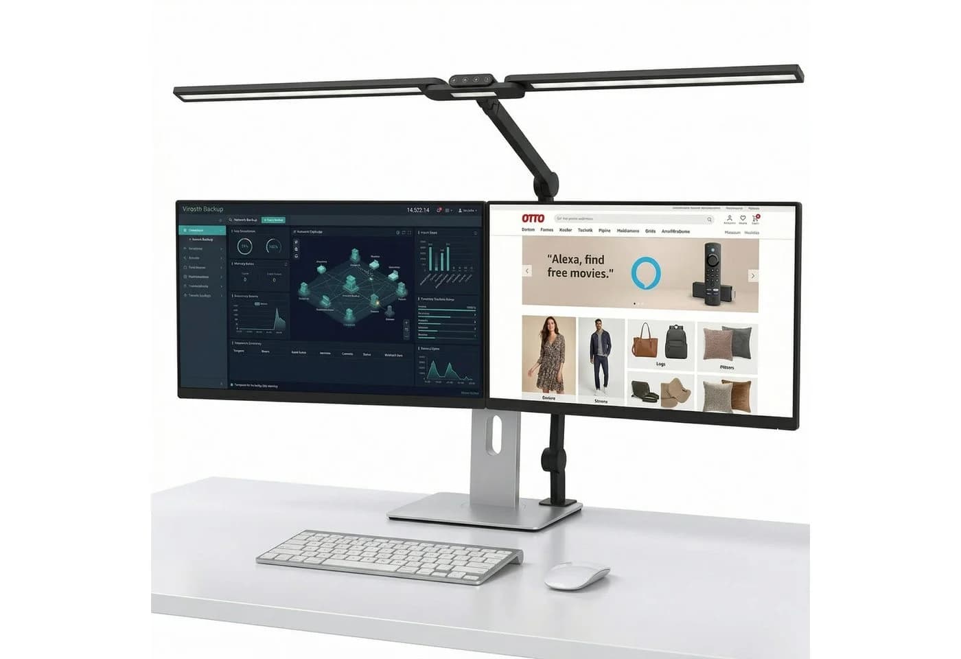 Sunicol LED Schreibtischlampe Dimmbar Klemmbar Doppelkopf Schwarz - Bild 2