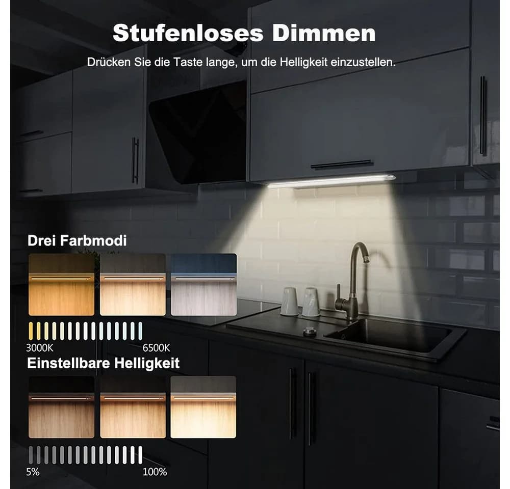 Sunicol LED Schrankleuchte mit Bewegungsmelder, silber, dimmbar & USB-aufladbar - Bild 5