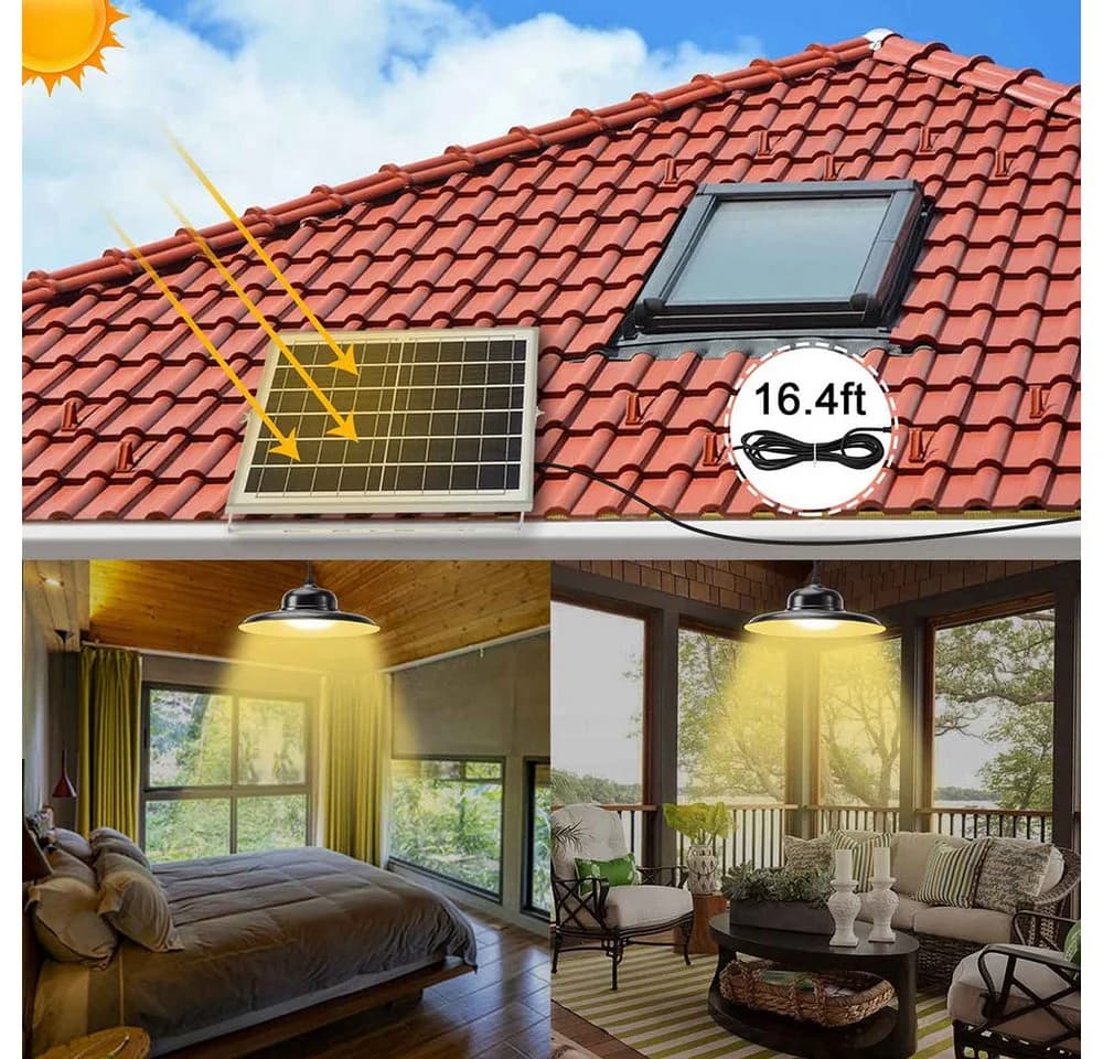 Sunicol LED Solarleuchte Hängelampe IP65 Dimmbar Schwarz