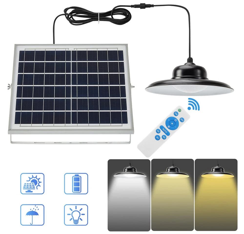 Sunicol LED Solarleuchte Hängelampe IP65 Dimmbar Schwarz - Bild 2