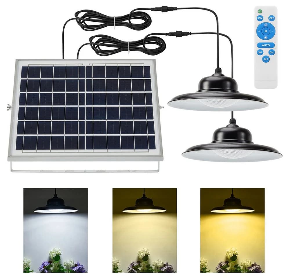 Sunicol LED Solar Hängelampe mit Fernbedienung, IP65, Dimmbar, 3000K-5000K - Bild 2