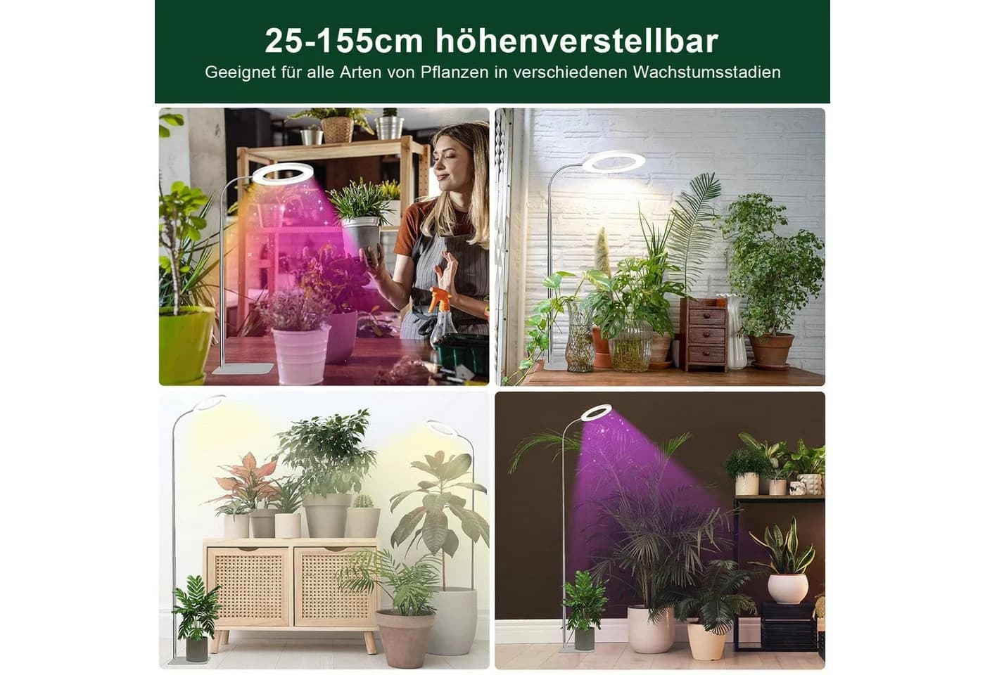 Sunicol Pflanzenlampe LED Vollspektrum 72 PLED 3/9/12H Timer 10 Helligkeitsstufen - Bild 4