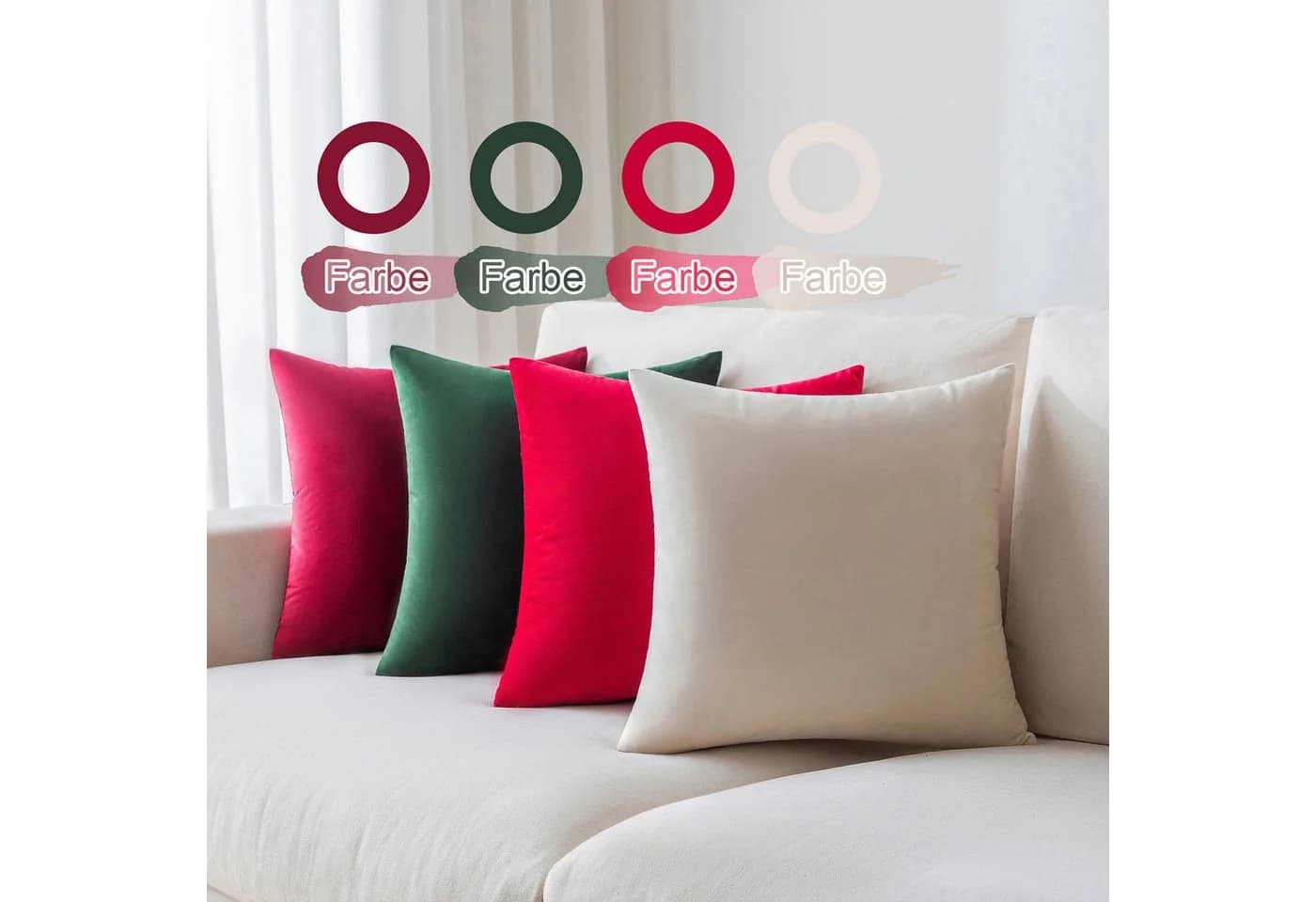 Sunicol Samt Kissenbezug 4er Set 45x45 cm Versteckter Reißverschluss - Bild 5