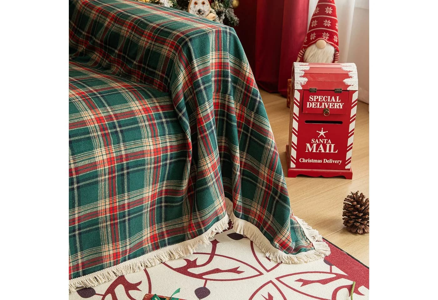 Sunicol Sofabezug Plaid Grün mit Quasten - Bild 5