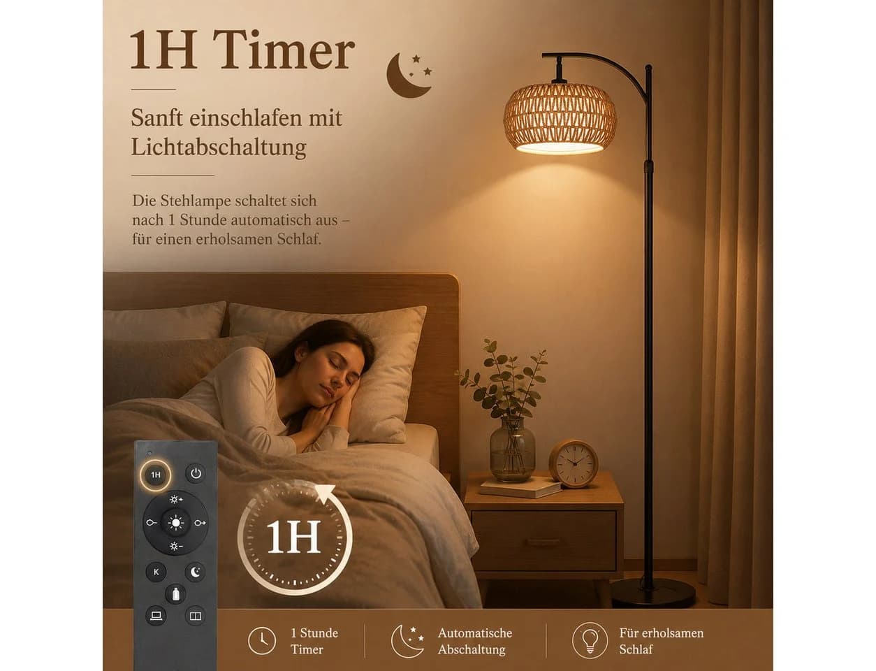 Sunicol LED Stehlampe Doppelter Lampenschirm Schwarz Dimmbar App-Steuerung - Bild 4