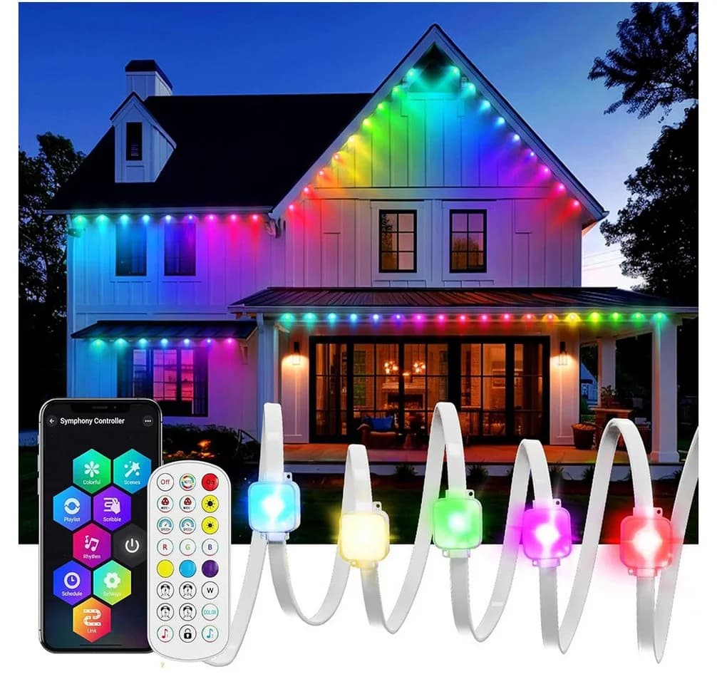 Sunicol LED Stripe Smart RGBIC Wasserdicht Permanente Außenbeleuchtung, 15M/30M/45M, Musik Sync, Timer, APP & Fernsteuerung - Bild 2