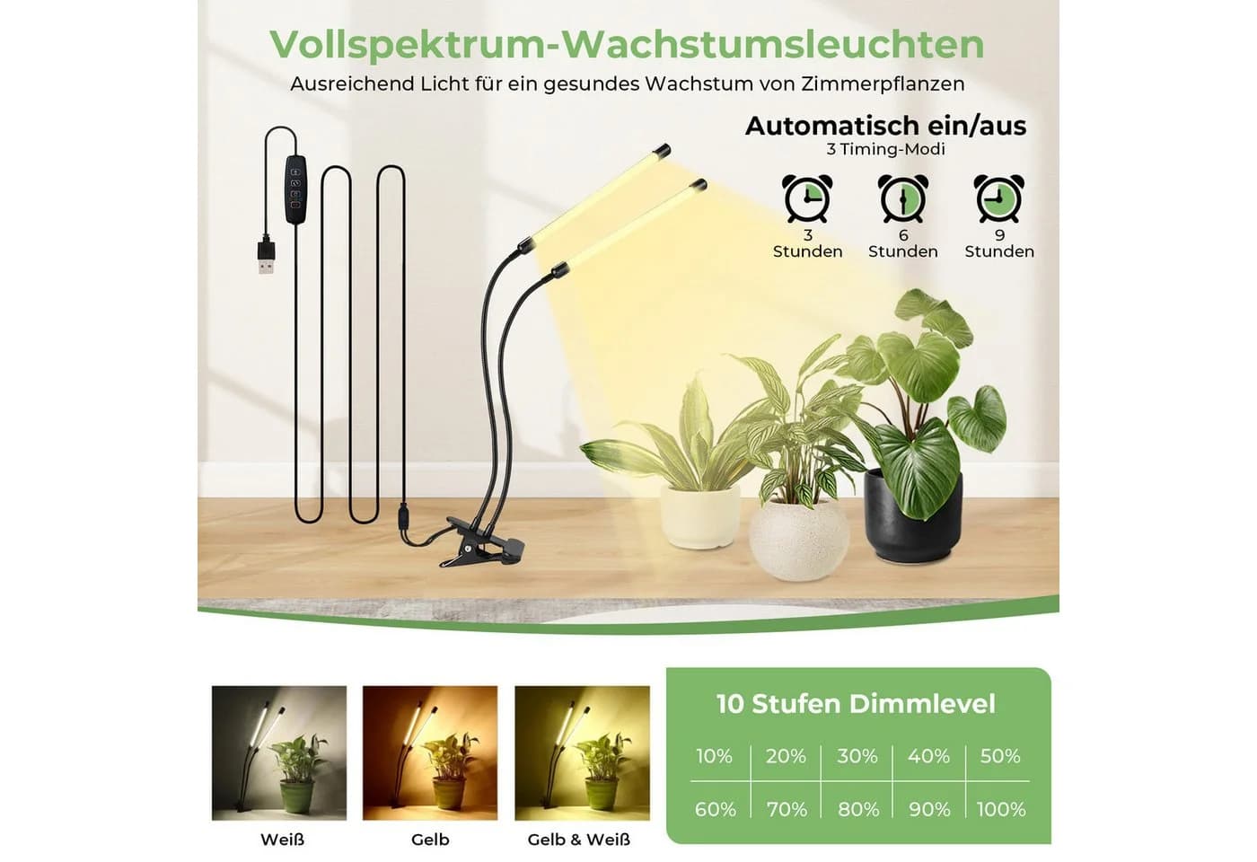 Jibenhome Pflanzentreppe 2 Stück 6 Ebenen Schwarz mit Pflanzenlicht - Bild 4