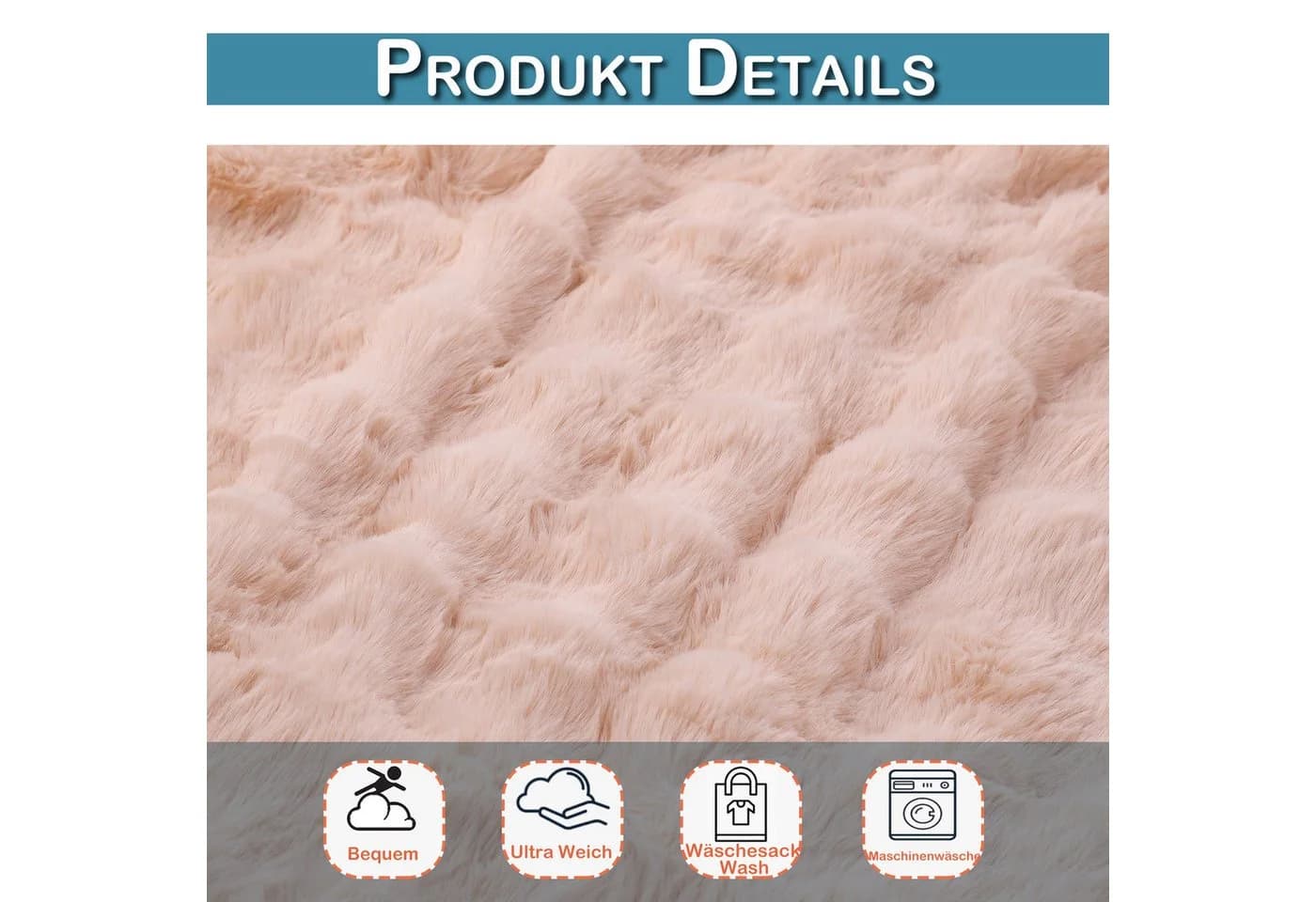 Sunicol Überwurf Plüsch Kuscheldecke Rosa Kaninchen Kunstfell