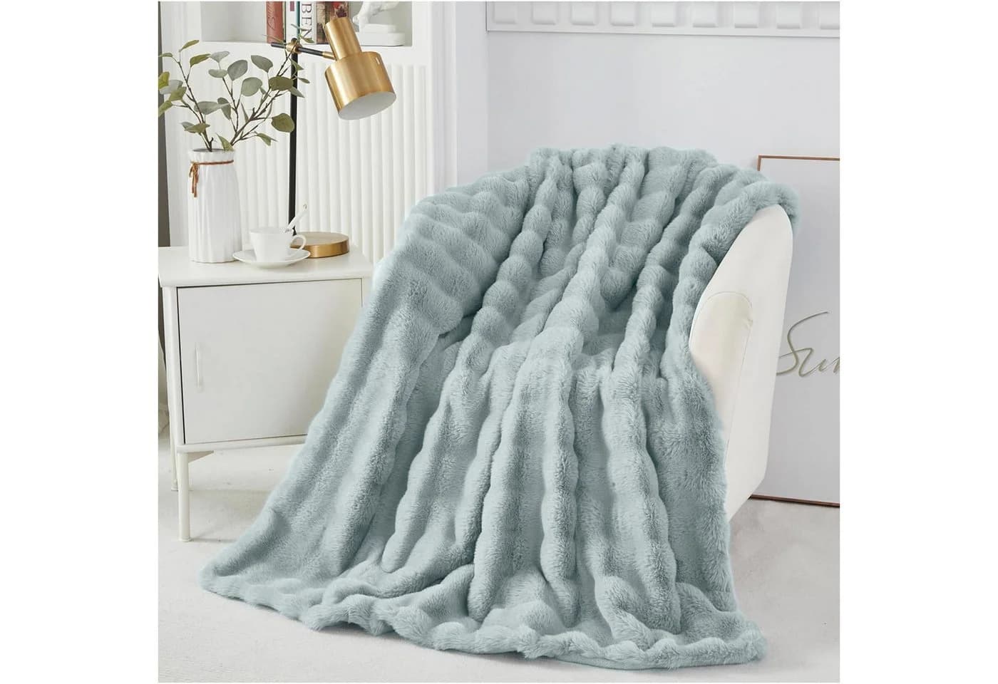 Sunicol Kuscheldecke Grau Flauschig Polyester Überwurf - Bild 2