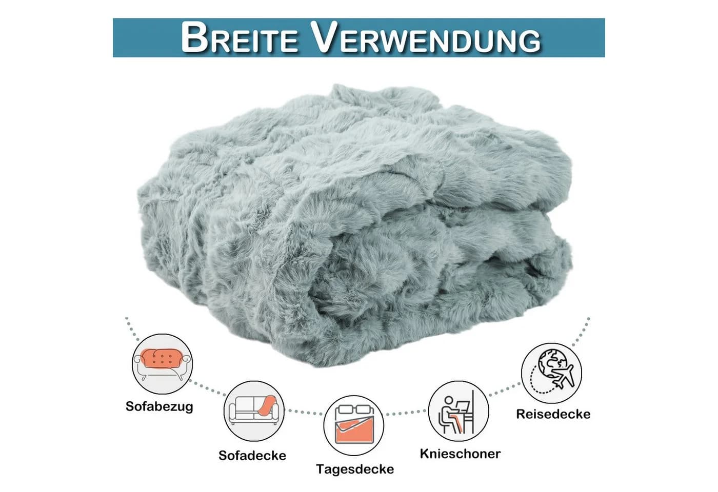 Sunicol Kuscheldecke Grau Flauschig Polyester Überwurf - Bild 4